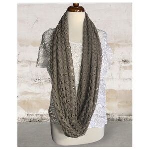 Studio S Taupe Crochet Lace Overlay Infinity Scarf 100% Polyester